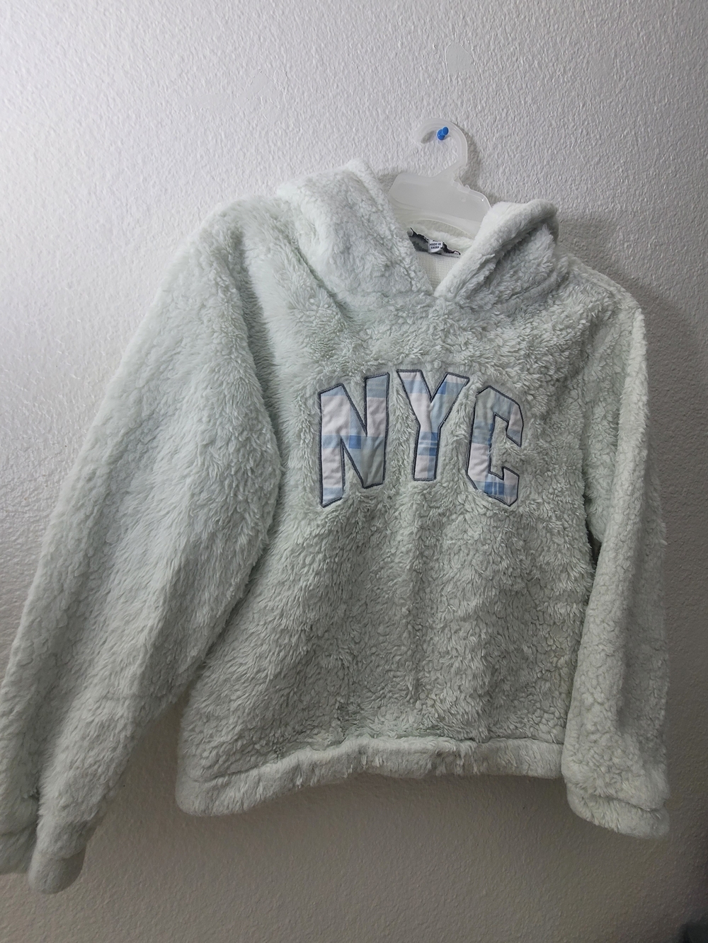 Harper & Ivy Girls Plush Hooded Pullover - Mint Green